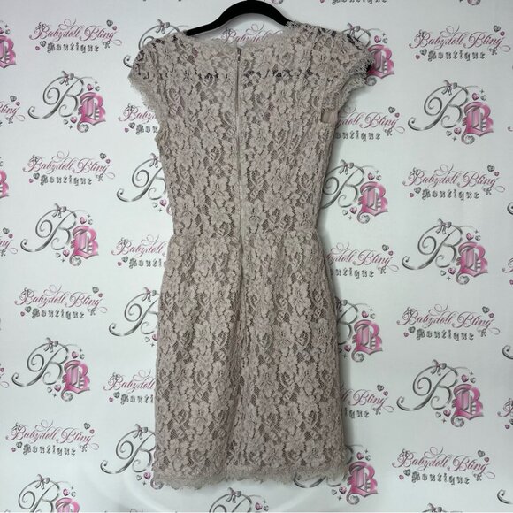 Babaton Tan Sheath Dress with Flutter Cap Sleeves flowers - Picture 2 of 6